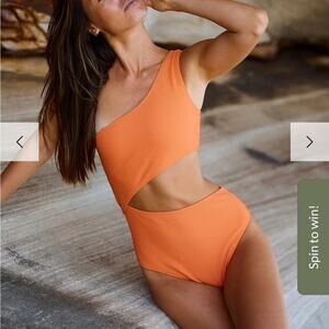 Berlook Orange Cutout One Shoulder One-Piece Swimsuit
